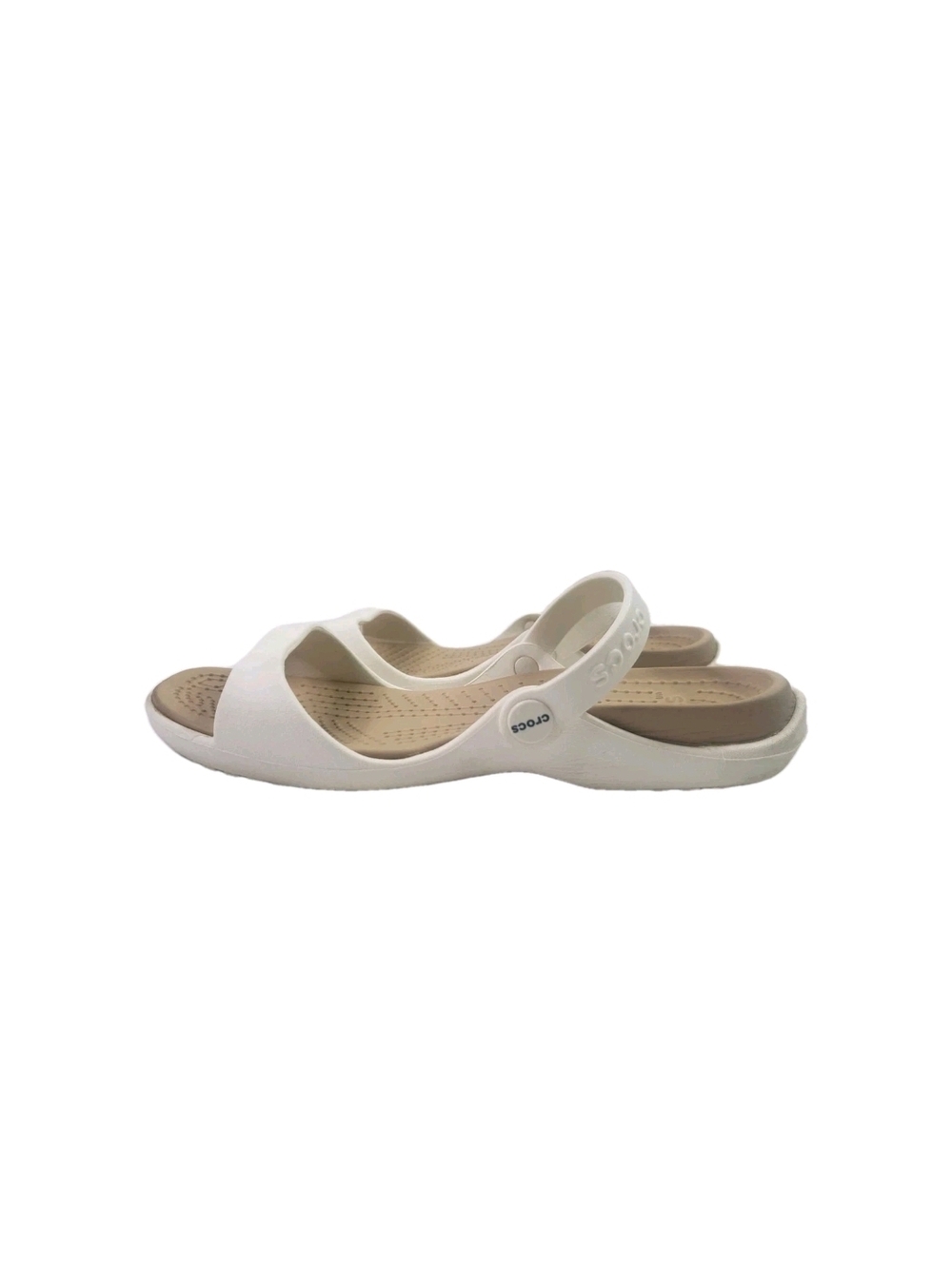 CROCS Cleo Women’s White and Beige Slingback Slide Sandals Size 9
